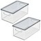 mDesign Plastic Storage Bin, Lid for Home, Office Desk Workspace